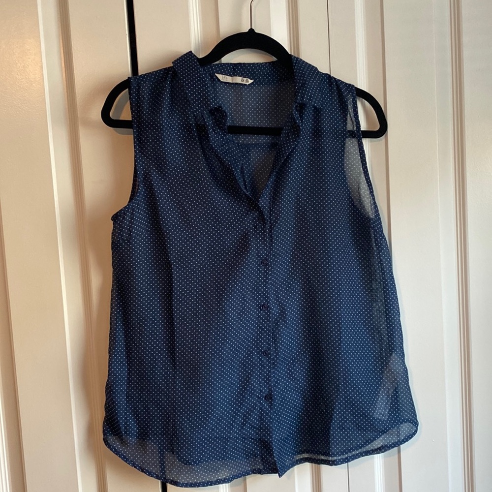 Sheer Polka Dot Button Up Top